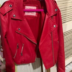 Levi's Vibrant Red Leather Jacket for Women